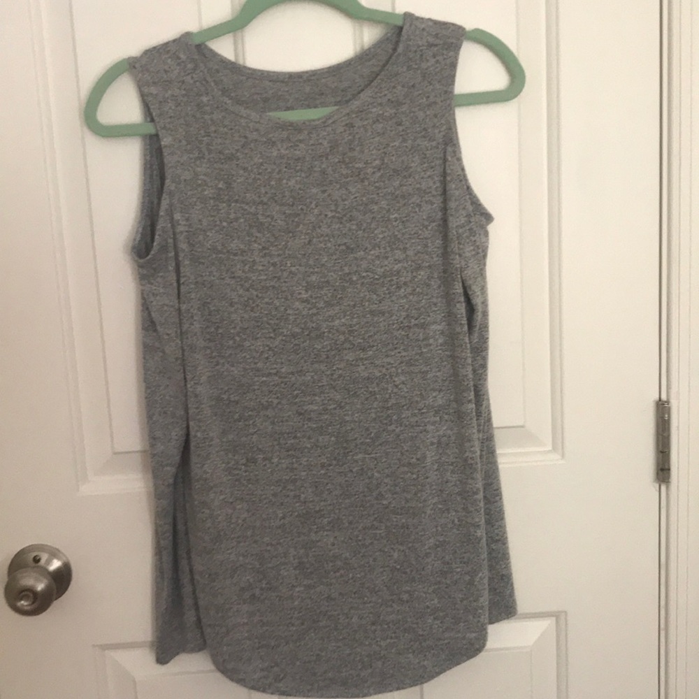 Gray off shoulder long sleeve top